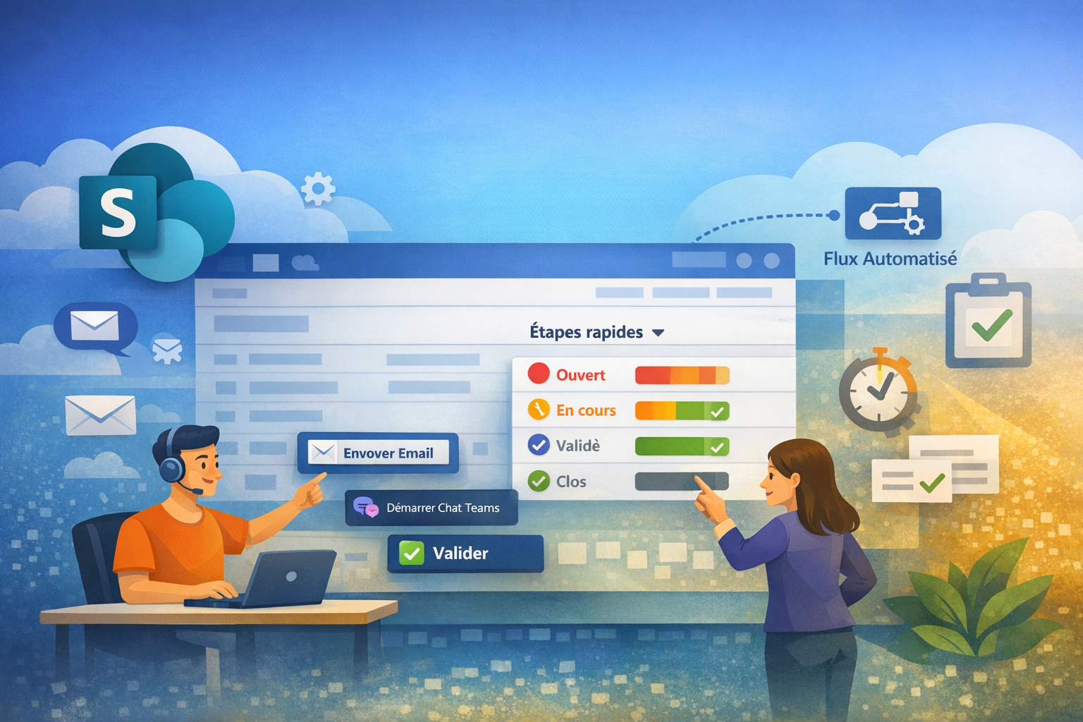 Colonne SharePoint « Étapes rapides »